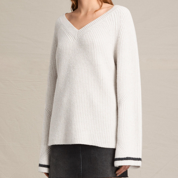 Allsaints Daria V neck chunky knit Jumper M - Picture 3 of 5